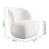 31" White Boucle Mod Wingback Chair